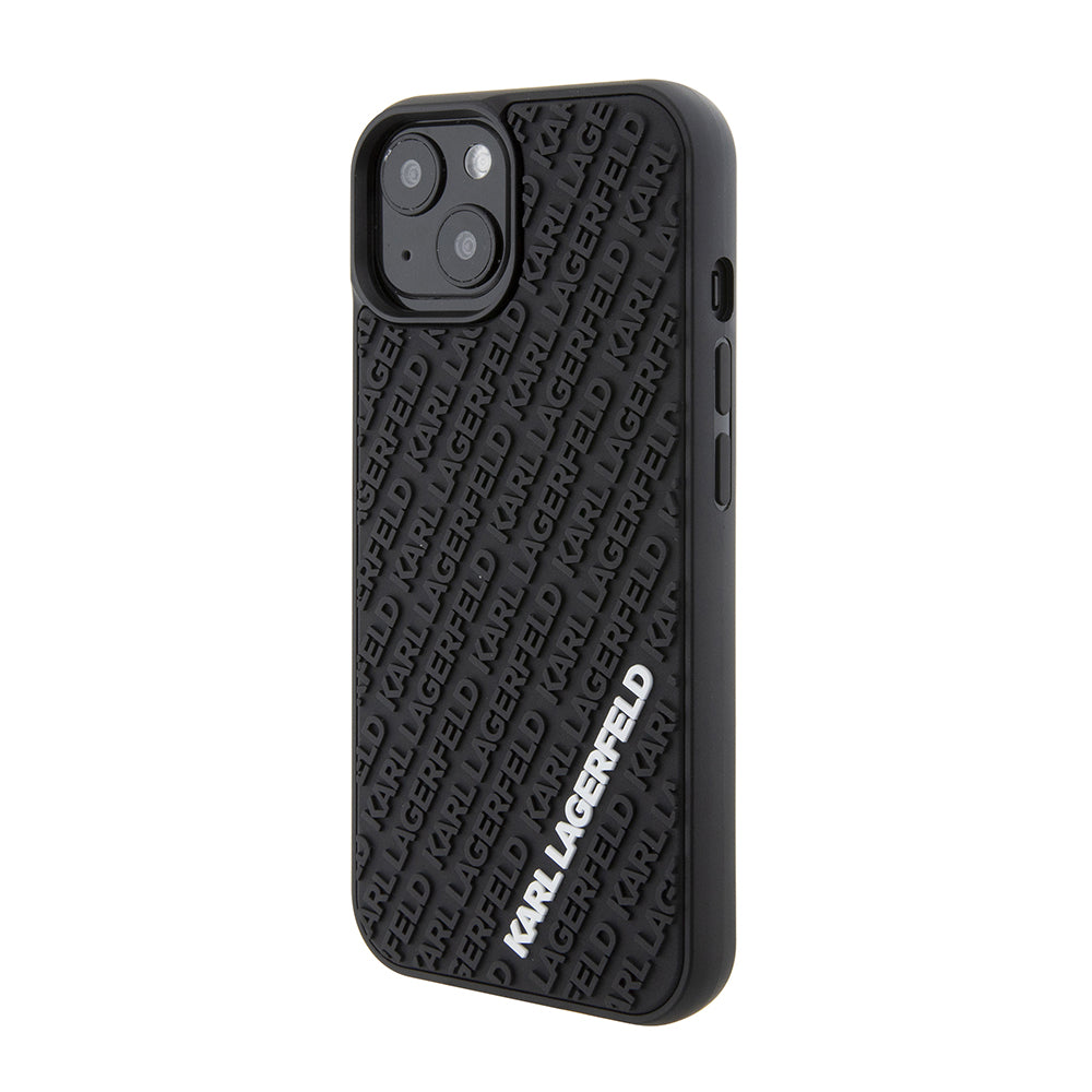 Kotelo Apple iPhone 15:lle, Karl Lagerfeld, 3D Rubber Multi Logo, Musta