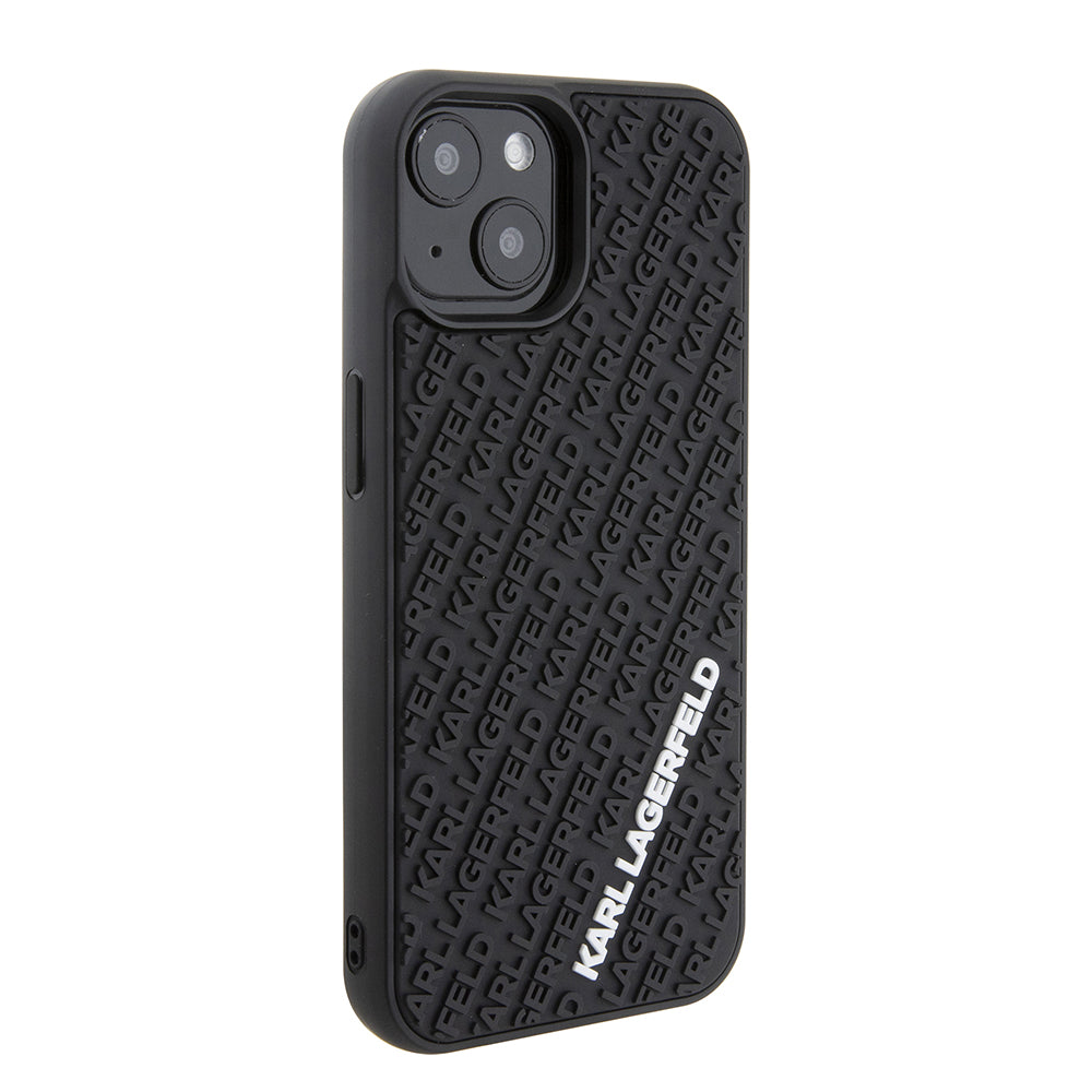 Kotelo Apple iPhone 15:lle, Karl Lagerfeld, 3D Rubber Multi Logo, Musta