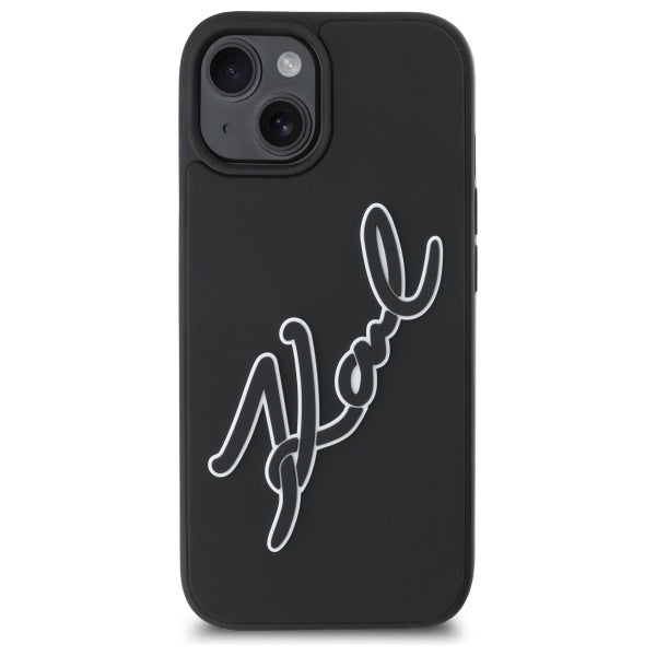 Kotelo Apple iPhone 15:lle, Karl Lagerfeld, 3D Rubber Signature, Musta