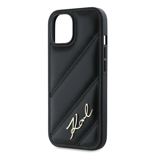 Kotelo Apple iPhone 15:lle, Karl Lagerfeld, Diagonal Quilted Script, Musta