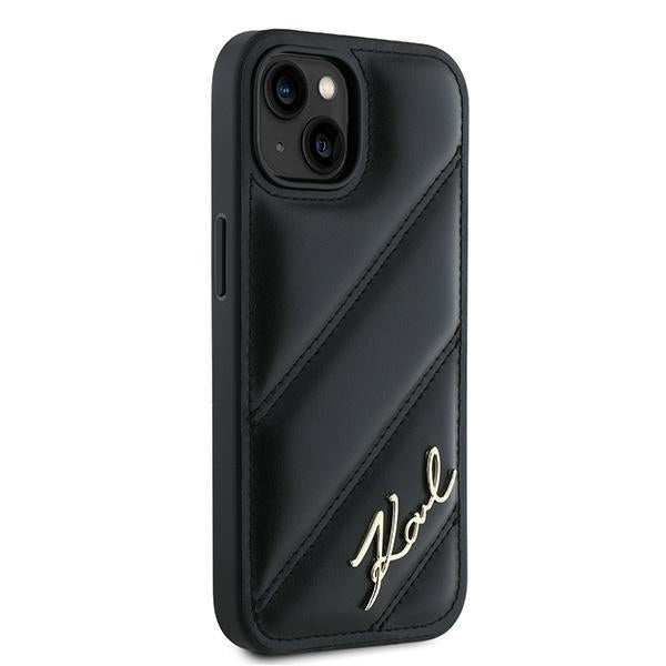 Kotelo Apple iPhone 15:lle, Karl Lagerfeld, Diagonal Quilted Script, Musta