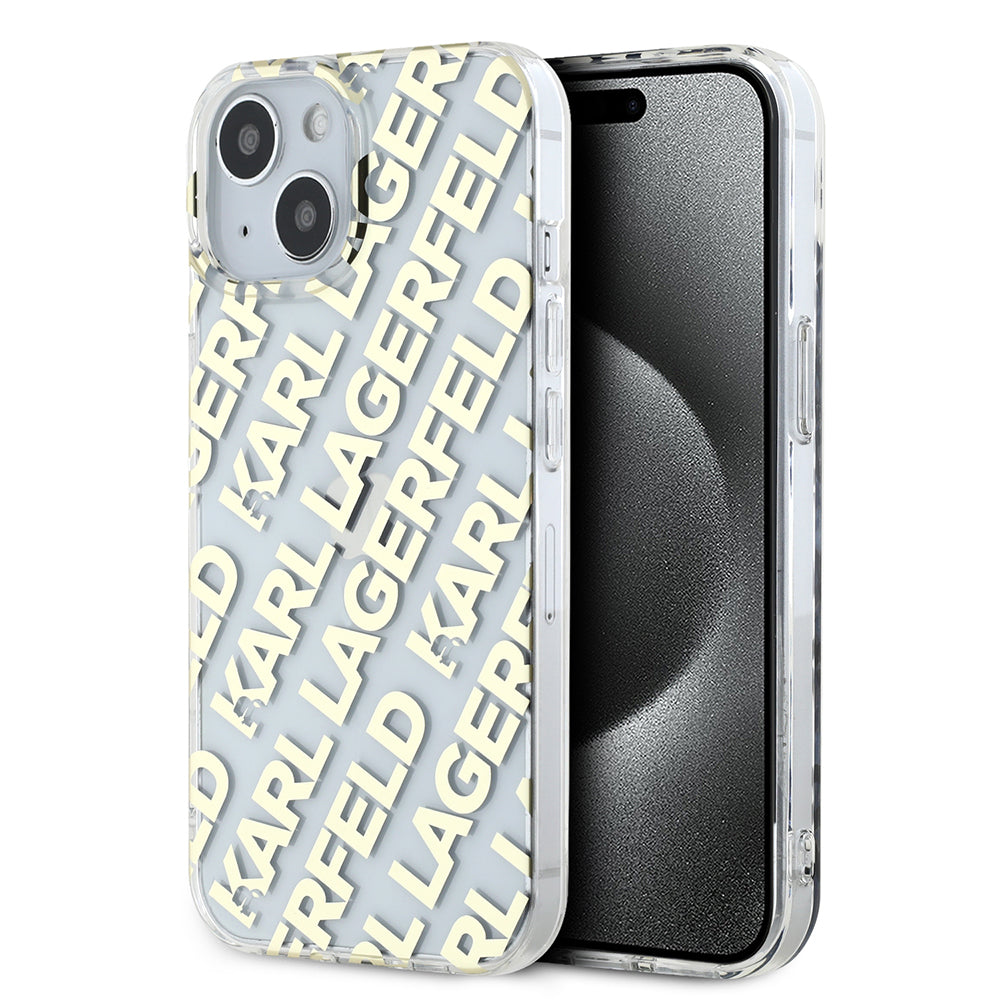 Kotelo Apple iPhone 15:lle, Karl Lagerfeld, IML Luxury Gold Fullover Logo, Kultainen