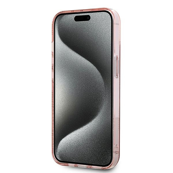 Kotelo Apple iPhone 15:lle, Karl Lagerfeld, IML Luxury Monogram Choupette's Head, Pinkki