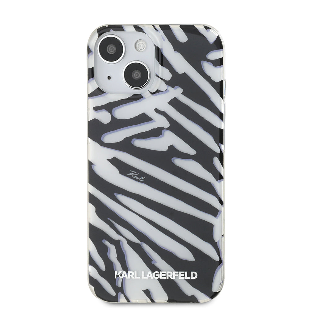 Kotelo Apple iPhone 15:lle, Karl Lagerfeld, IML Luxury Zebra Pattern with Strap, Musta