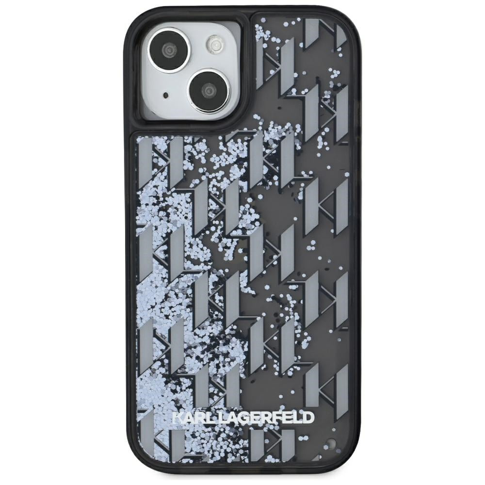 Kotelo Apple iPhone 15:lle, Karl Lagerfeld, Liquid Glitter Monogram, Musta