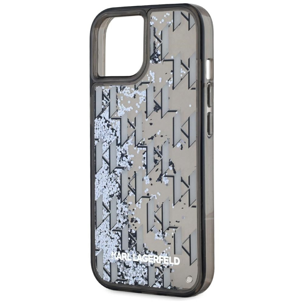 Kotelo Apple iPhone 15:lle, Karl Lagerfeld, Liquid Glitter Monogram, Musta