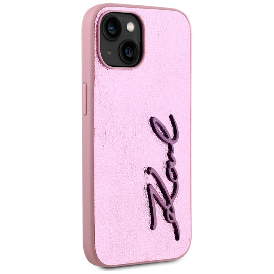 Kotelo Apple iPhone 15:lle, Karl Lagerfeld, Metal Signature, Pinkki
