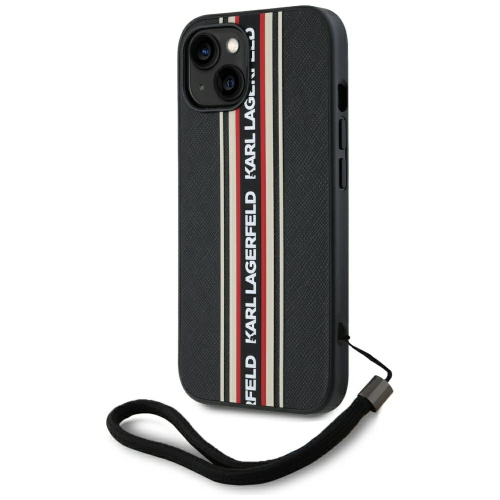 Suojakotelo Apple iPhone 15:lle, Karl Lagerfeld, Saffiano Athleisure Stripes with Strap, Rosie