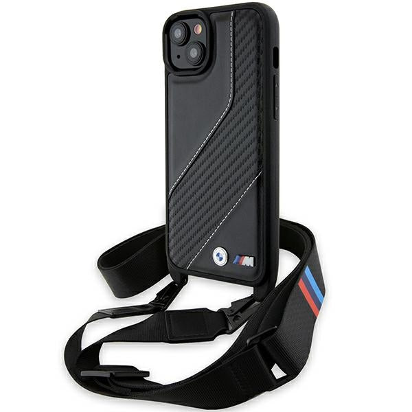 Kuori Apple iPhone 15 Plus:lle, BMW, M Edition Carbon Stripe & Strap, Musta