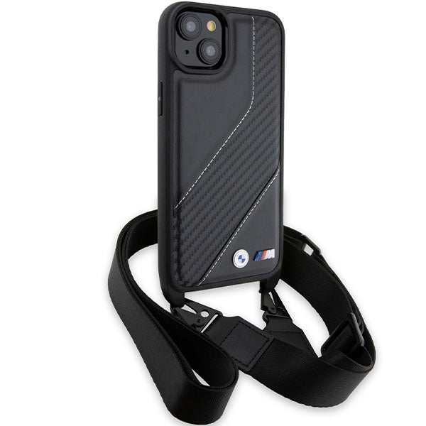 Kuori Apple iPhone 15 Plus:lle, BMW, M Edition Carbon Stripe & Strap, Musta
