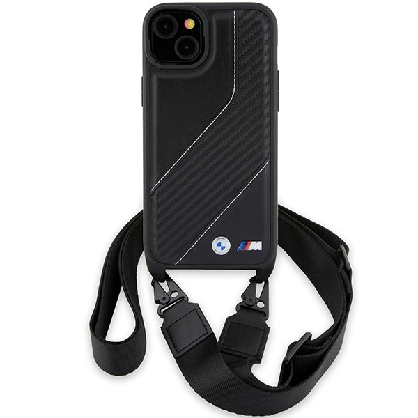 Kuori Apple iPhone 15 Plus:lle, BMW, M Edition Carbon Stripe & Strap, Musta
