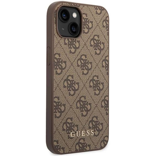 Suojakotelo Apple iPhone 15 Plus, Guess, 4G Metal Gold Logo, Ruskea