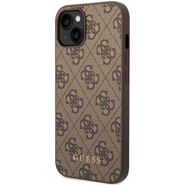 Suojakotelo Apple iPhone 15 Plus, Guess, 4G Metal Gold Logo, Ruskea
