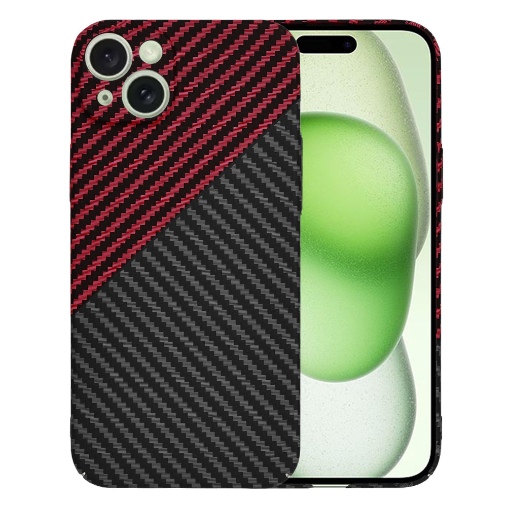Kuori Apple iPhone 15 Plus:lle, Techsuit, Carbonite FiberShell, Musta Punainen