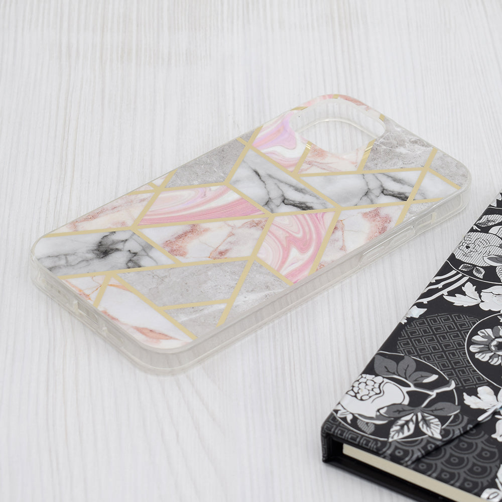 Kuori Apple iPhone 15 Plus:lle, Techsuit, Marble, Vaaleanpunainen