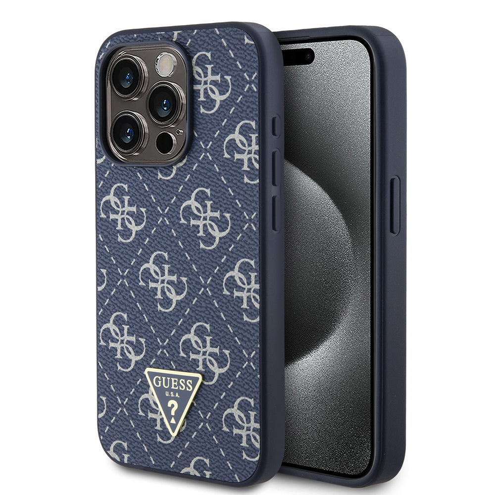 Suojakotelo Apple iPhone 15 Prolle, Guess, 4G Triangle Logo, Sininen