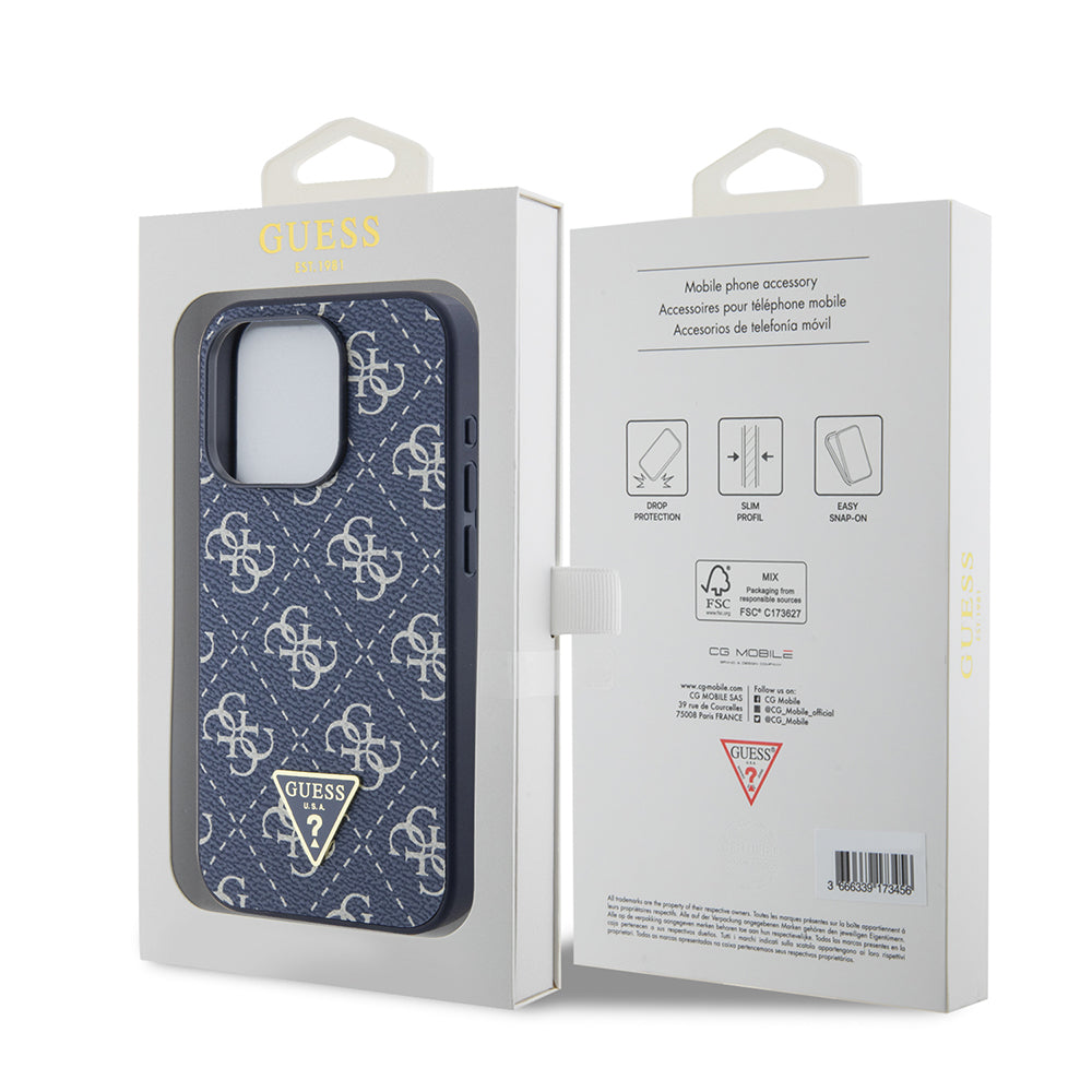 Suojakotelo Apple iPhone 15 Prolle, Guess, 4G Triangle Logo, Sininen