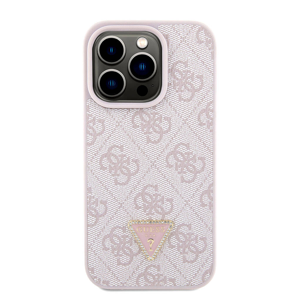 Kotelo Apple iPhone 15 Prolle, Guess, Crossbody 4G Metal Logo, Pinkki