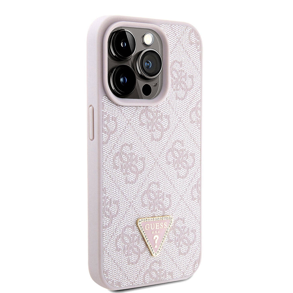 Kotelo Apple iPhone 15 Prolle, Guess, Crossbody 4G Metal Logo, Pinkki