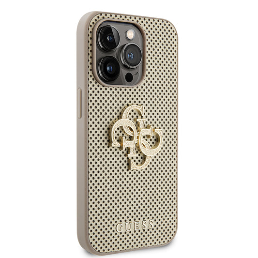 Kotelo Apple iPhone 15 Prolle, Guess, Perforated 4G, Kultainen