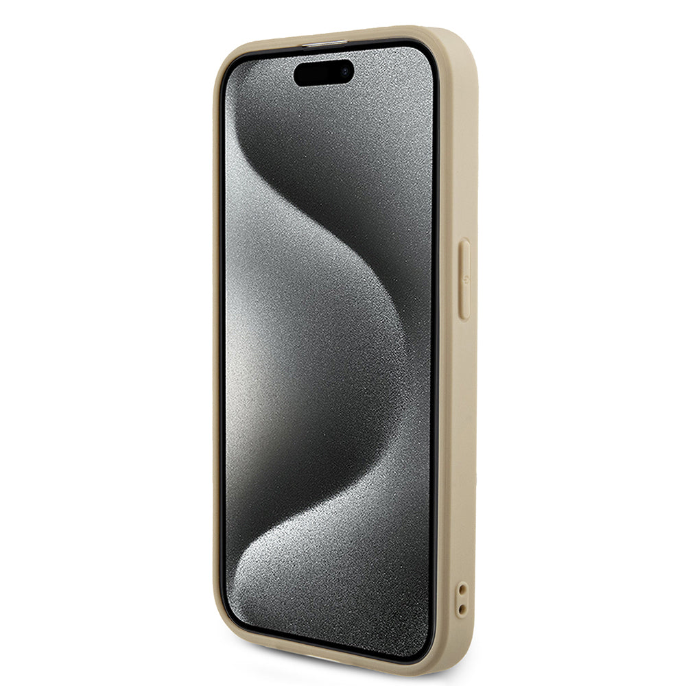 Kotelo Apple iPhone 15 Prolle, Guess, Saffiano Iridescent Script, Kultainen