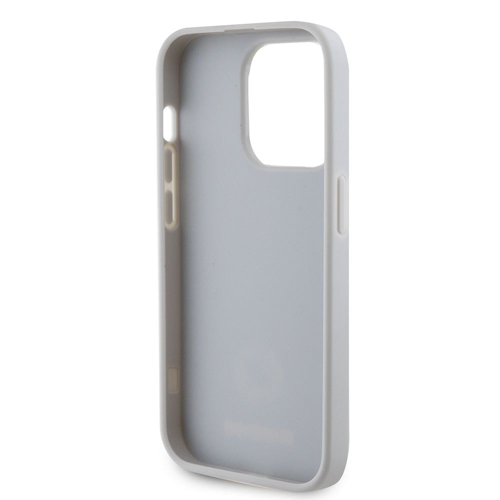 Kotelo Apple iPhone 15 Prolle, Guess, Strass Metal Logo, Hopeanvärinen