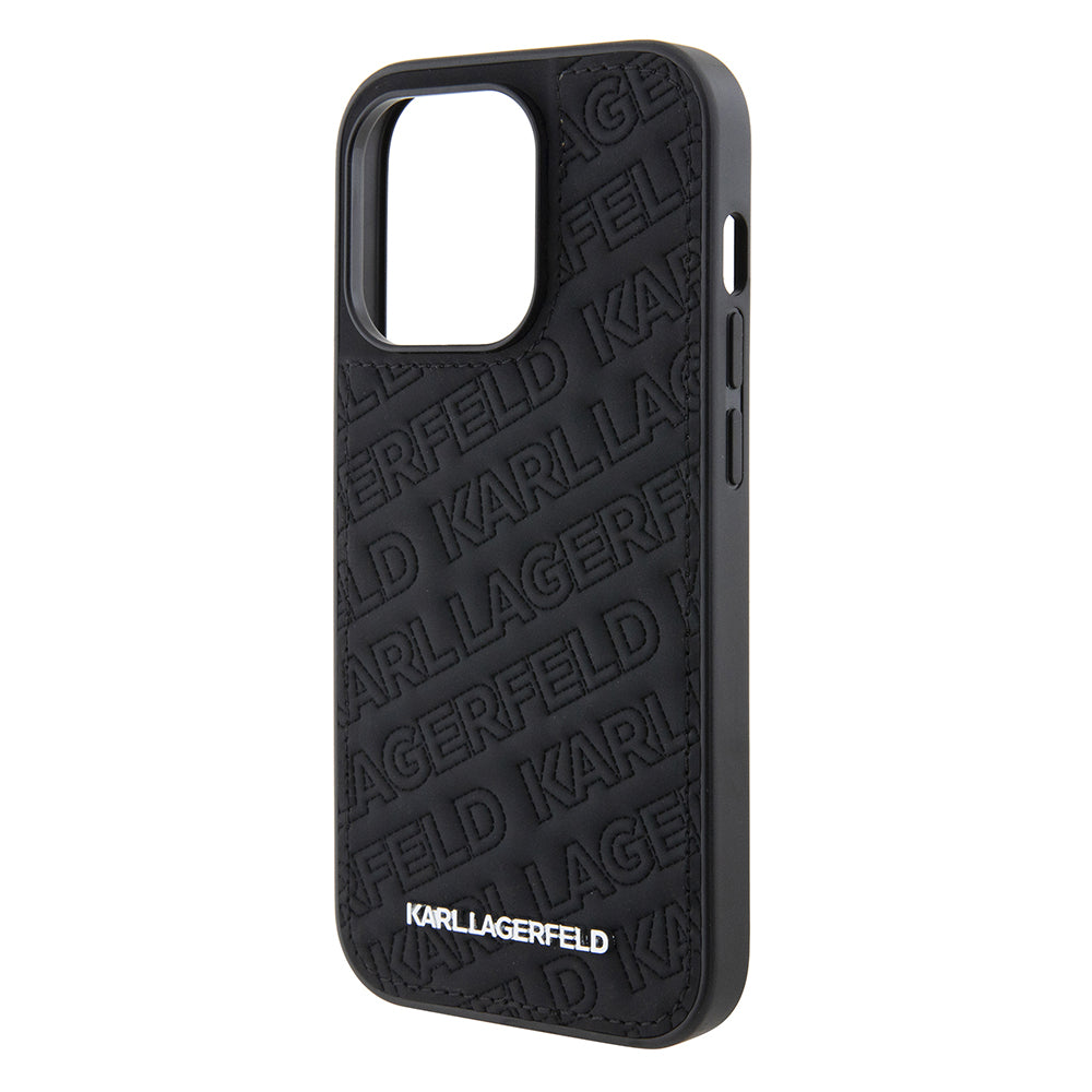 Kotelo Apple iPhone 15 Prolle, Karl Lagerfeld, Diagonal Quilted K -kuviolla, Musta