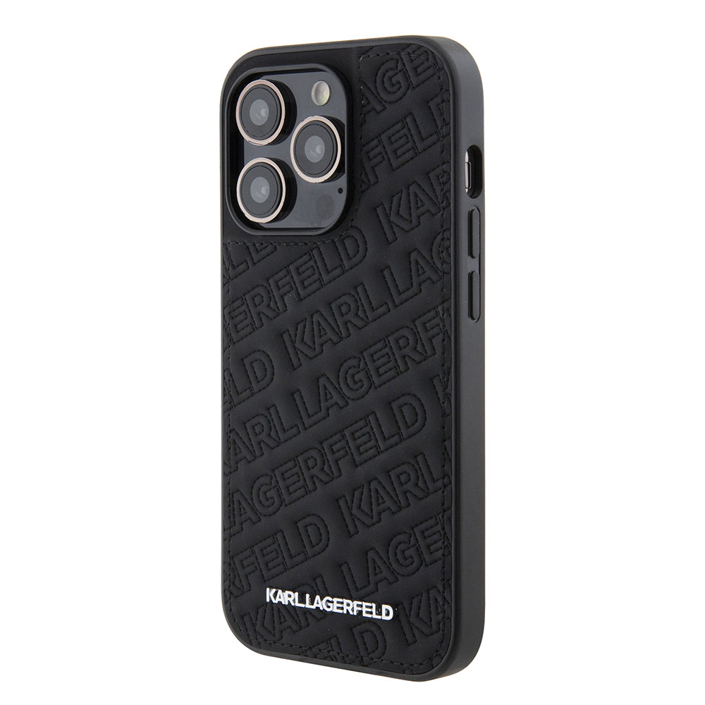 Kotelo Apple iPhone 15 Prolle, Karl Lagerfeld, Diagonal Quilted K -kuviolla, Musta