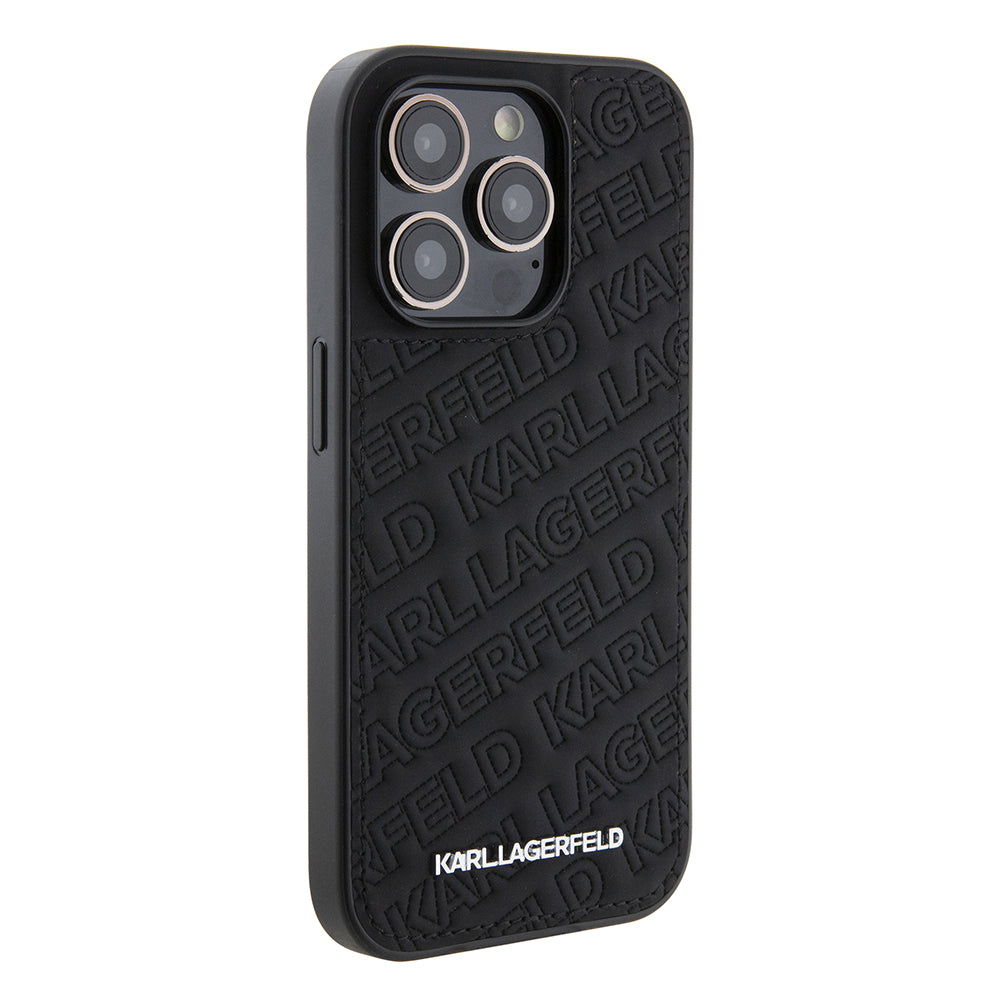 Kotelo Apple iPhone 15 Prolle, Karl Lagerfeld, Diagonal Quilted K -kuviolla, Musta