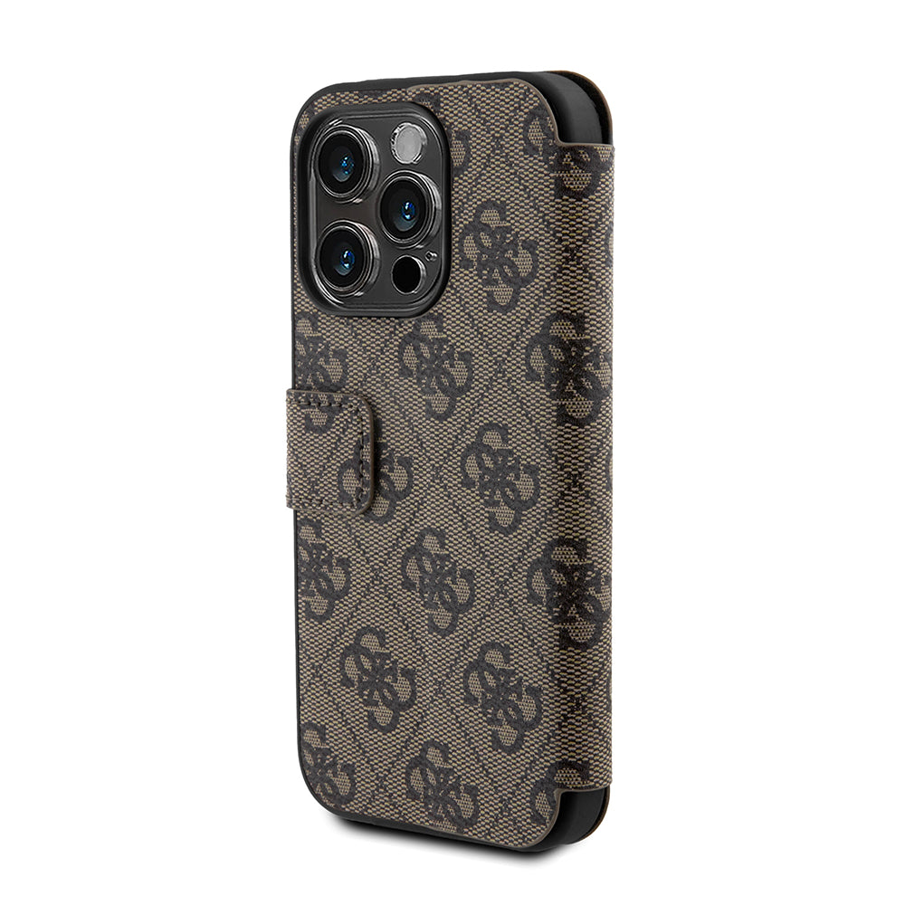 Suojakotelo Apple iPhone 15 Pro Maxille, Guess, 4G Book, Ruskea