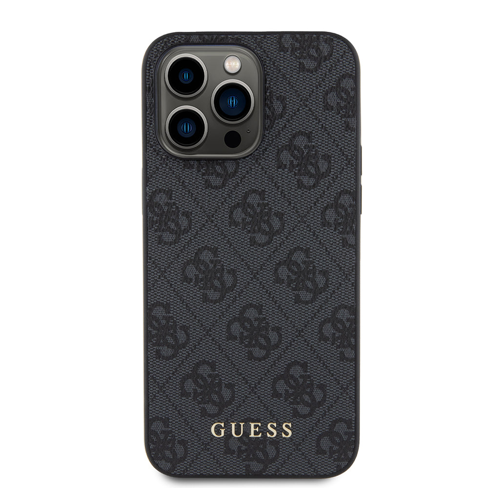 Suojakotelo Apple iPhone 15 Pro Max, Guess, 4G Metal Gold Logo, Harmaa