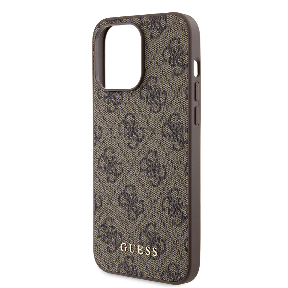 Suojakotelo Apple iPhone 15 Pro Maxille, Guess, 4G Metal Gold Logo, Ruskea