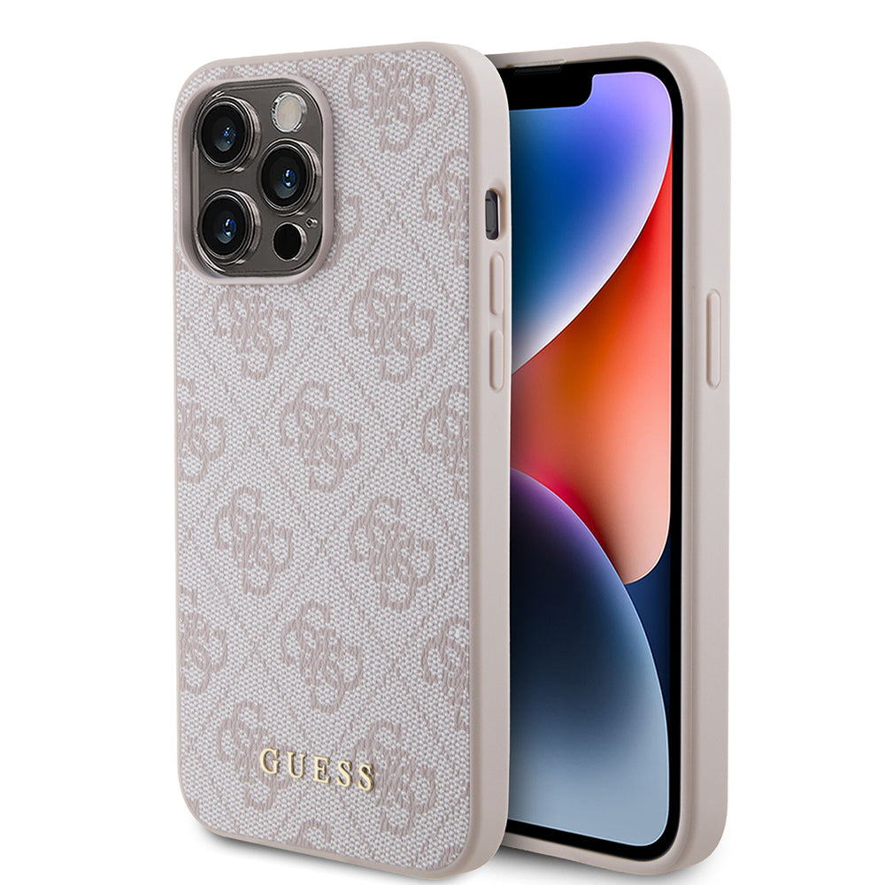 Kotelo Apple iPhone 15 Pro Max:lle, Guess, 4G Metal Gold Logo, Pinkki