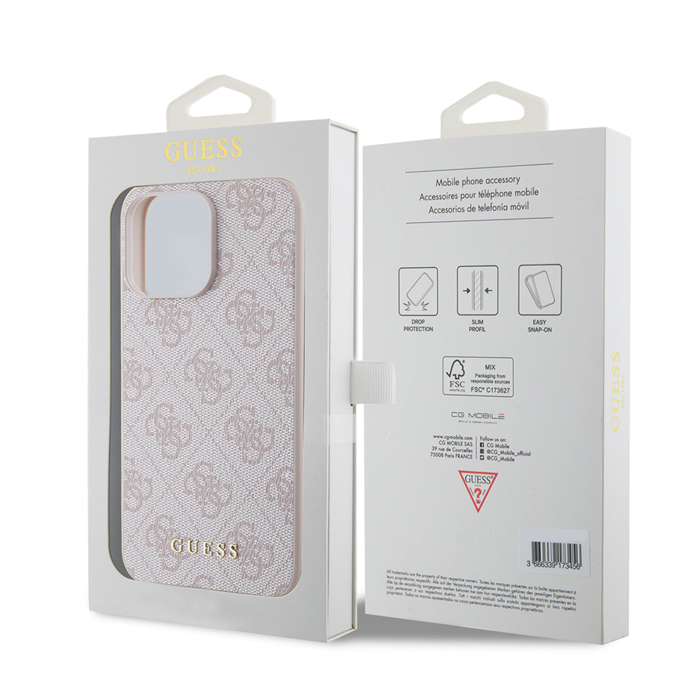 Kotelo Apple iPhone 15 Pro Max:lle, Guess, 4G Metal Gold Logo, Pinkki