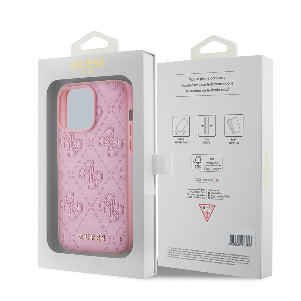 Kotelo Apple iPhone 15 Pro Maxille, Guess, 4G Stamped, Pinkki
