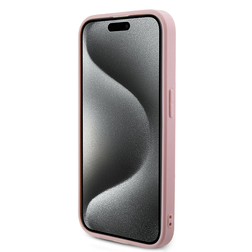 Kotelo Apple iPhone 15 Pro Maxille, Guess, Iridescent Metal Script, Pinkki