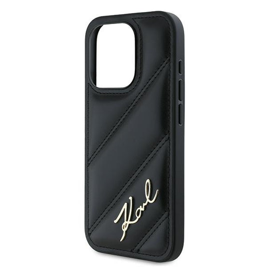 Kotelo Apple iPhone 15 Pro Max:lle, Karl Lagerfeld, Diagonal Quilted Script, Musta