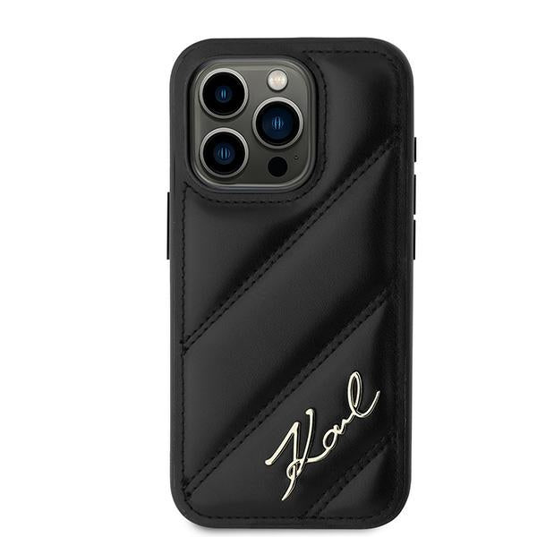 Kotelo Apple iPhone 15 Pro Max:lle, Karl Lagerfeld, Diagonal Quilted Script, Musta
