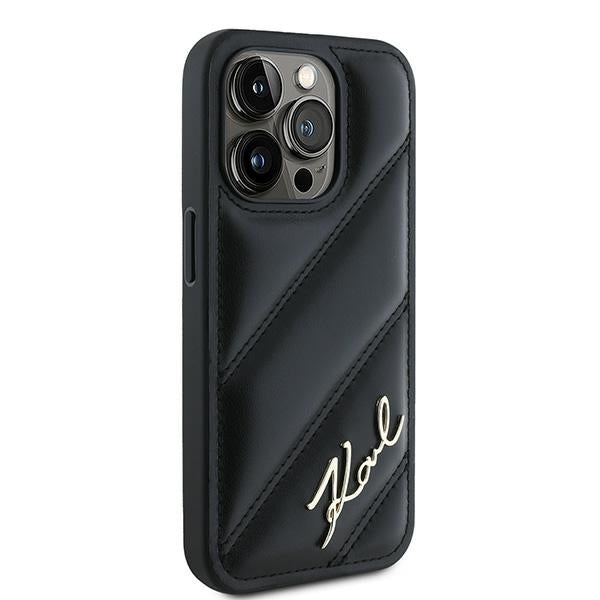 Kotelo Apple iPhone 15 Pro Max:lle, Karl Lagerfeld, Diagonal Quilted Script, Musta