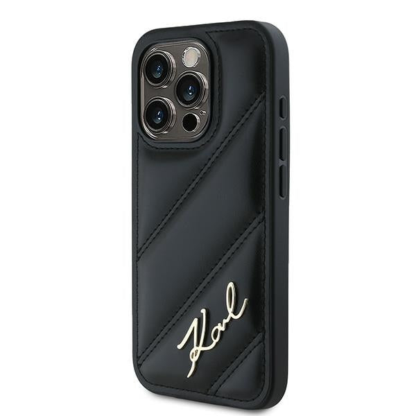 Kotelo Apple iPhone 15 Pro Max:lle, Karl Lagerfeld, Diagonal Quilted Script, Musta