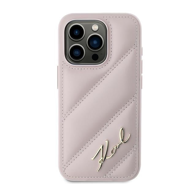Kotelo Apple iPhone 15 Pro Max:lle, Karl Lagerfeld, Diagonal Quilted Script, Pinkki