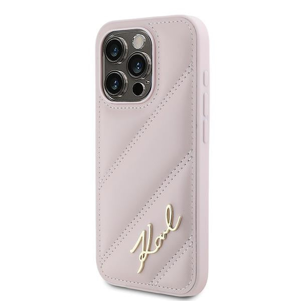 Kotelo Apple iPhone 15 Pro Max:lle, Karl Lagerfeld, Diagonal Quilted Script, Pinkki