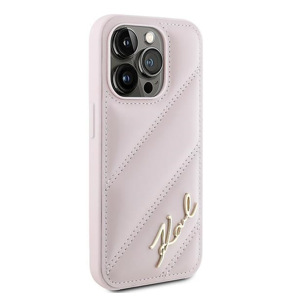 Kotelo Apple iPhone 15 Pro Max:lle, Karl Lagerfeld, Diagonal Quilted Script, Pinkki