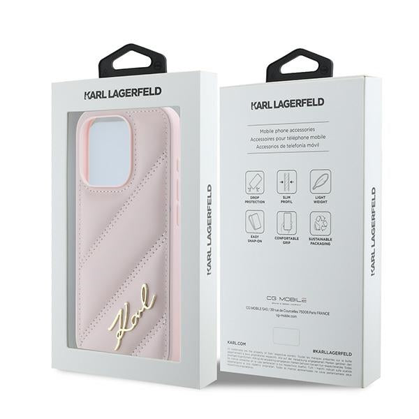 Kotelo Apple iPhone 15 Pro Max:lle, Karl Lagerfeld, Diagonal Quilted Script, Pinkki