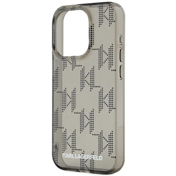 Suojakotelo Apple iPhone 15 Pro Max:lle, Karl Lagerfeld, IML Luxury Monogram KL -kuviolla ja hihnalla, Musta