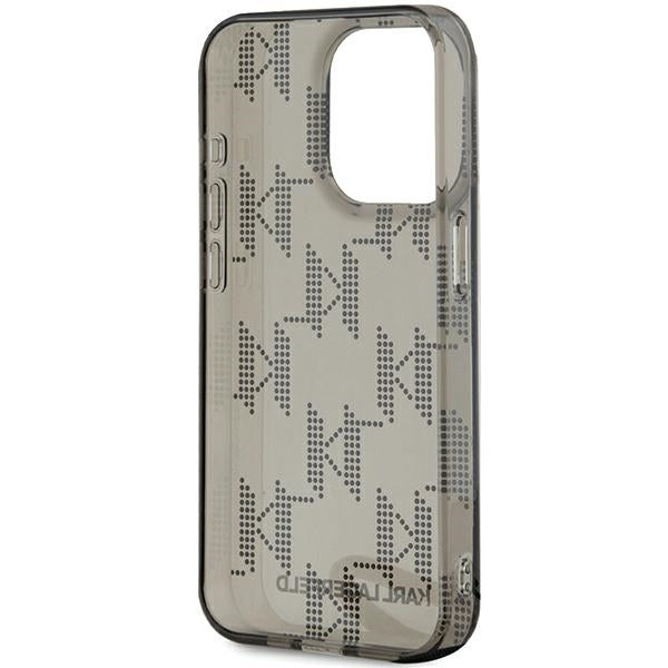 Suojakotelo Apple iPhone 15 Pro Max:lle, Karl Lagerfeld, IML Luxury Monogram KL -kuviolla ja hihnalla, Musta