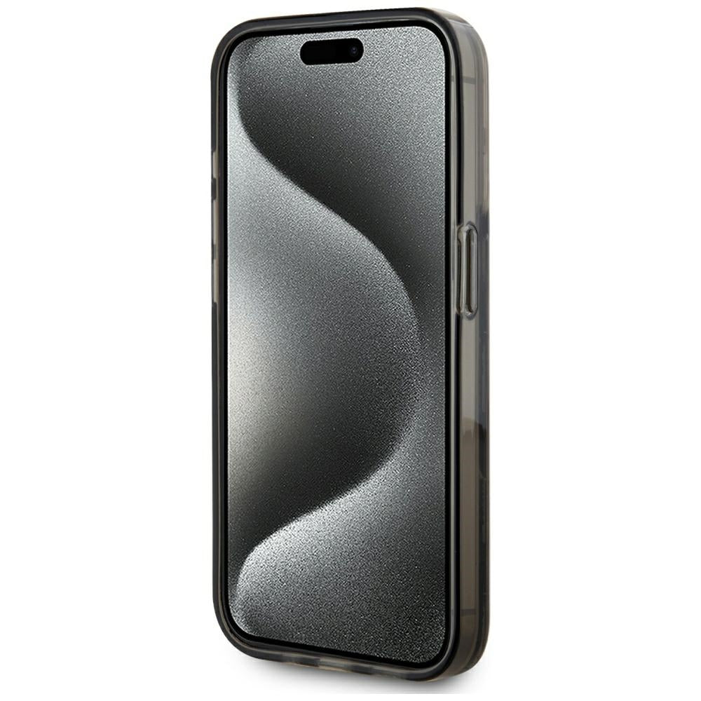 Suojakotelo Apple iPhone 15 Pro Max:lle, Karl Lagerfeld, Liquid Glitter Monogram, Musta