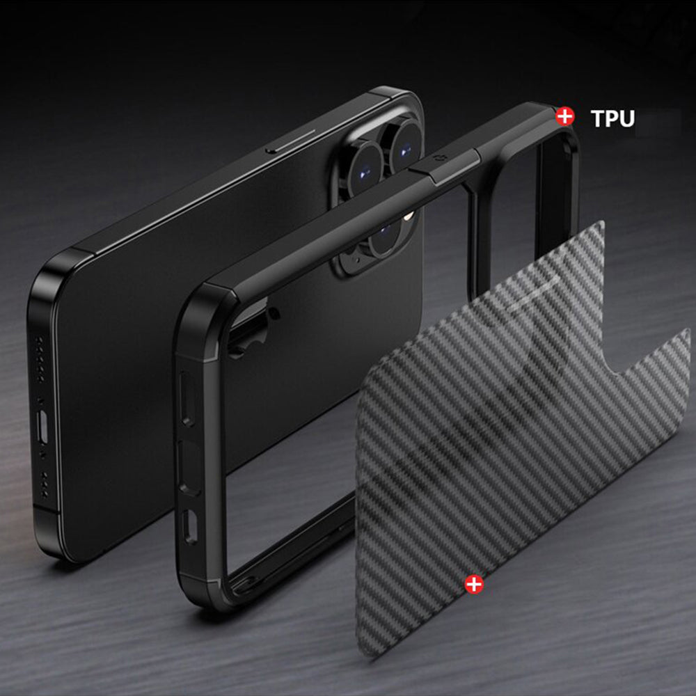 Kotelo Apple iPhone 15 Pro Max, Techsuit, CarbonFuse, Musta