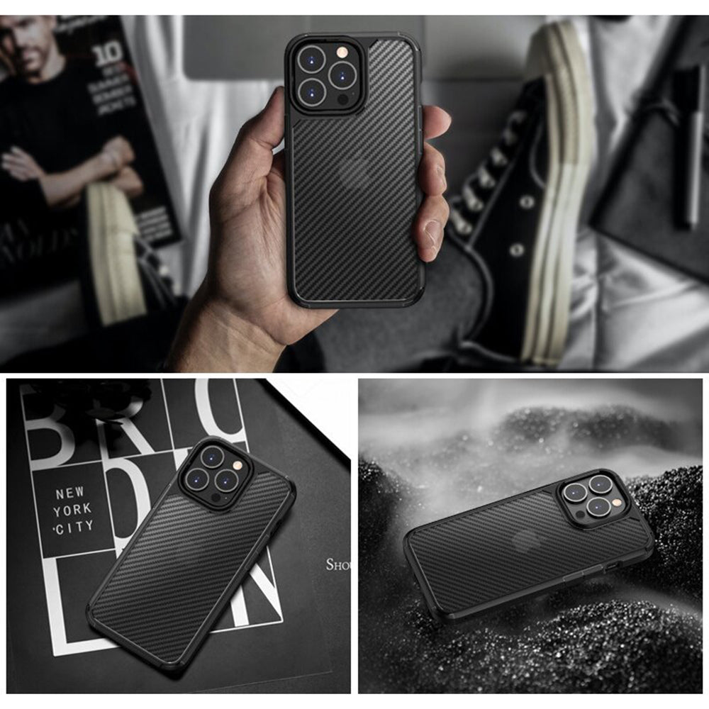 Kotelo Apple iPhone 15 Pro Max, Techsuit, CarbonFuse, Musta