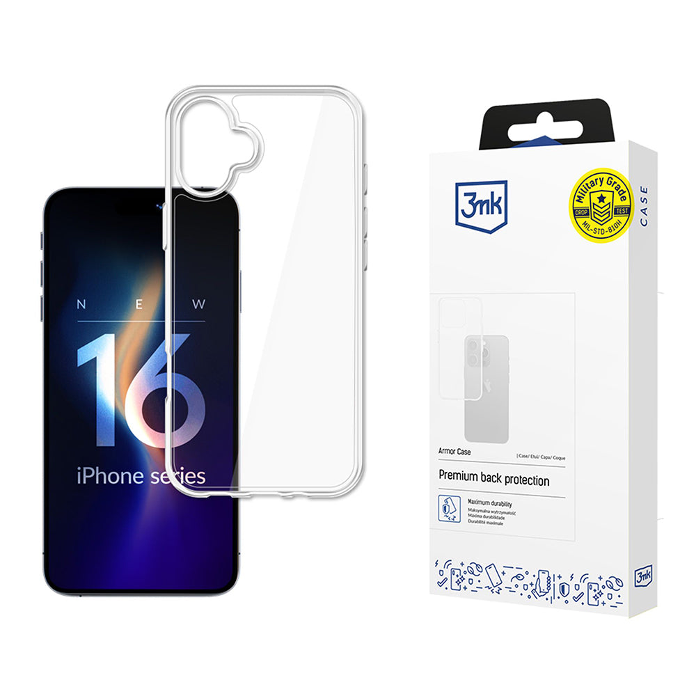 Kuori Apple iPhone 16:lle, 3MK, Armor, Läpinäkyvä